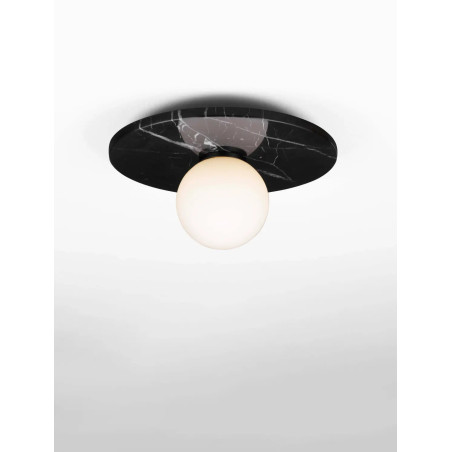 Plafon marmurowy ze szklaną kulą Borgo 30cm opal / czarny