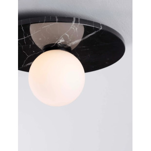 Plafon marmurowy ze szklaną kulą Borgo 30cm opal / czarny