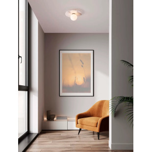 Plafon marmurowy ze szklaną kulą Borgo 30cm opal / biały