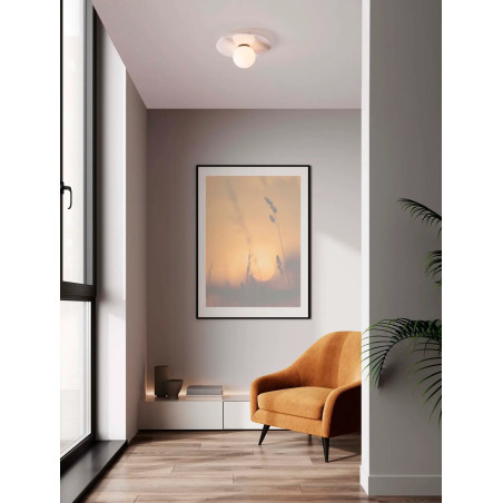 Plafon marmurowy ze szklaną kulą Borgo 30cm opal / biały