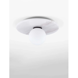 Plafon marmurowy ze szklaną kulą Borgo 30cm opal / biały