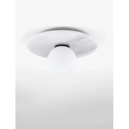 Plafon marmurowy ze szklaną kulą Borgo 30cm opal / biały
