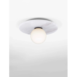 Plafon marmurowy ze szklaną kulą Borgo 30cm opal / biały