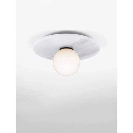 Plafon marmurowy ze szklaną kulą Borgo 30cm opal / biały