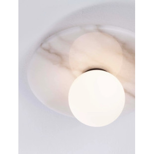Plafon marmurowy ze szklaną kulą Borgo 30cm opal / biały
