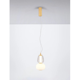 Lampa wisząca glamour z dekoracyjnym szklanym kloszem Scanzo 17cm H28,5cm LED 3000K złoty połysk / opal / transparent