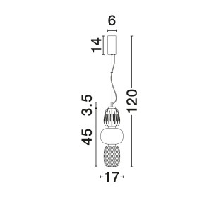 Lampa wisząca glamour z dekoracyjnym szklanym kloszem Scanzo 17cm H45cm LED 3000K złoty połysk / opal / transparent