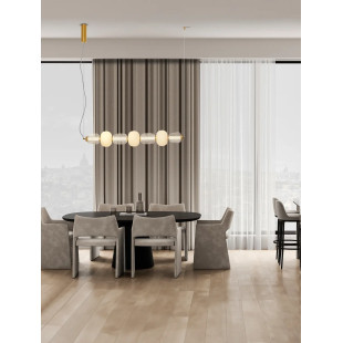 Lampa wisząca podłużna glamour z dekoracyjnym szklanym kloszem Scanzo 110cm LED 3000K złoty połysk / opal / transparent