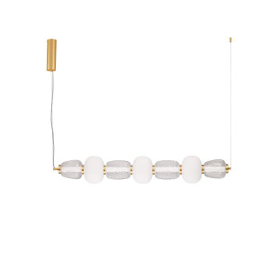Lampa wisząca podłużna glamour z dekoracyjnym szklanym kloszem Scanzo 110cm LED 3000K złoty połysk / opal / transparent