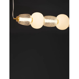 Lampa wisząca podłużna glamour z dekoracyjnym szklanym kloszem Scanzo 110cm LED 3000K złoty połysk / opal / transparent