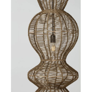 Lampa wisząca rustykalna ze sznurka z wysokim kloszem i łańcuchem Bovel 38cm H136cm brązowa