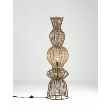 Lampa podłogowa rustykalna ze sznurka  Bovel 38cm H136cm brązowa