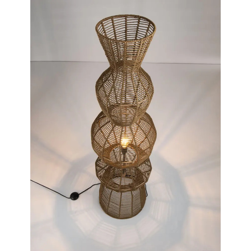 Lampa podłogowa rustykalna ze sznurka  Bovel 38cm H136cm brązowa