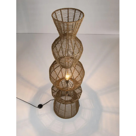 Lampa podłogowa rustykalna ze sznurka  Bovel 38cm H136cm brązowa