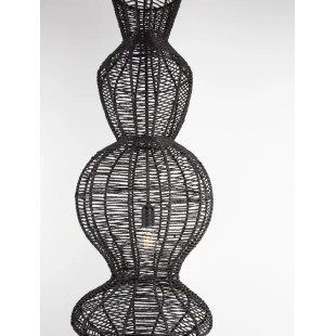 Lampa wisząca rustykalna ze sznurka z wysokim kloszem łańcuchem Bovel 38cm H136cm czarna