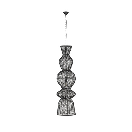 Lampa wisząca rustykalna ze sznurka z wysokim kloszem łańcuchem Bovel 38cm H136cm czarna