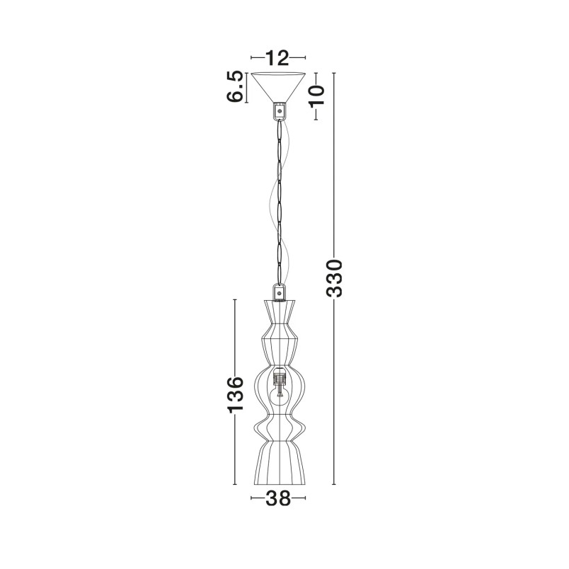 Lampa wisząca rustykalna ze sznurka z wysokim kloszem łańcuchem Bovel 38cm H136cm czarna