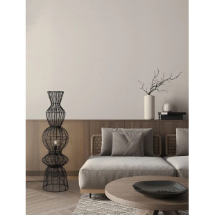 Lampa podłogowa rustykalna ze sznurka  Bovel 38cm H136cm czarna