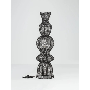Lampa podłogowa rustykalna ze sznurka  Bovel 38cm H136cm czarna