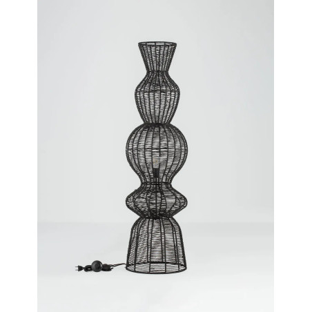 Lampa podłogowa rustykalna ze sznurka  Bovel 38cm H136cm czarna