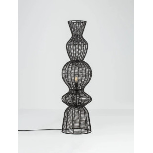 Lampa podłogowa rustykalna ze sznurka  Bovel 38cm H136cm czarna