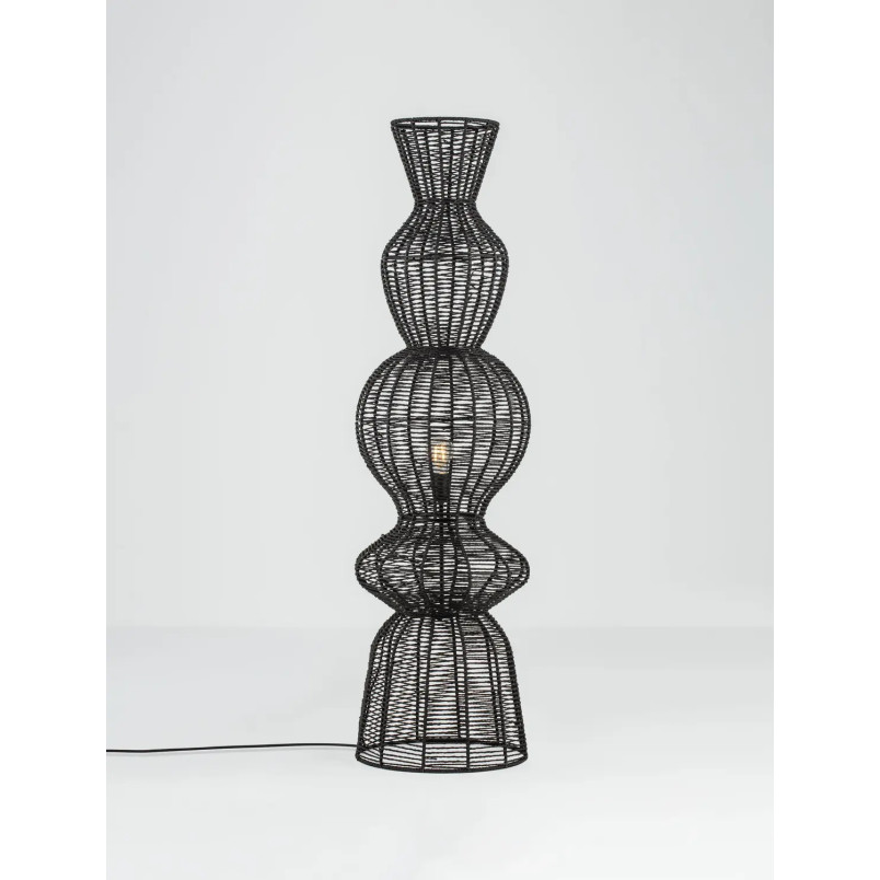 Lampa podłogowa rustykalna ze sznurka  Bovel 38cm H136cm czarna