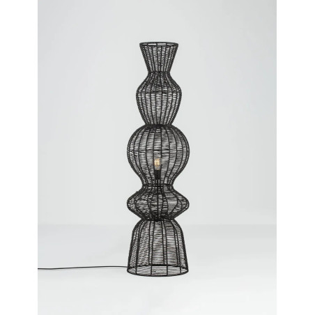 Lampa podłogowa rustykalna ze sznurka  Bovel 38cm H136cm czarna