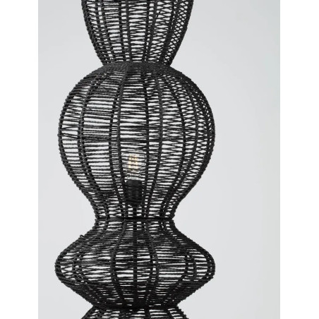 Lampa podłogowa rustykalna ze sznurka  Bovel 38cm H136cm czarna