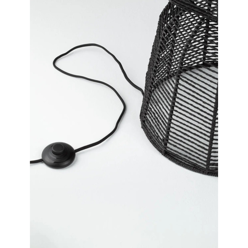 Lampa podłogowa rustykalna ze sznurka  Bovel 38cm H136cm czarna