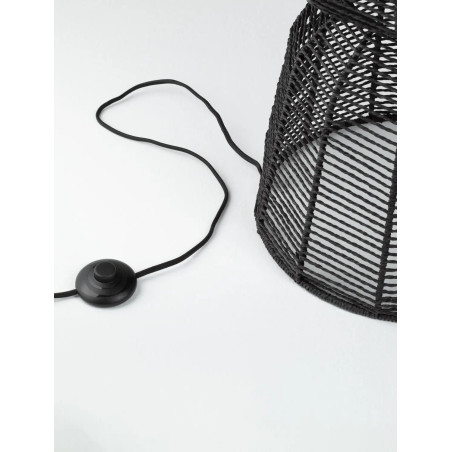 Lampa podłogowa rustykalna ze sznurka  Bovel 38cm H136cm czarna
