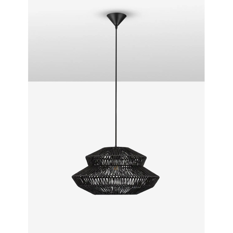 Lampa wisząca sznurkowa boho Sajio 50cm czarna