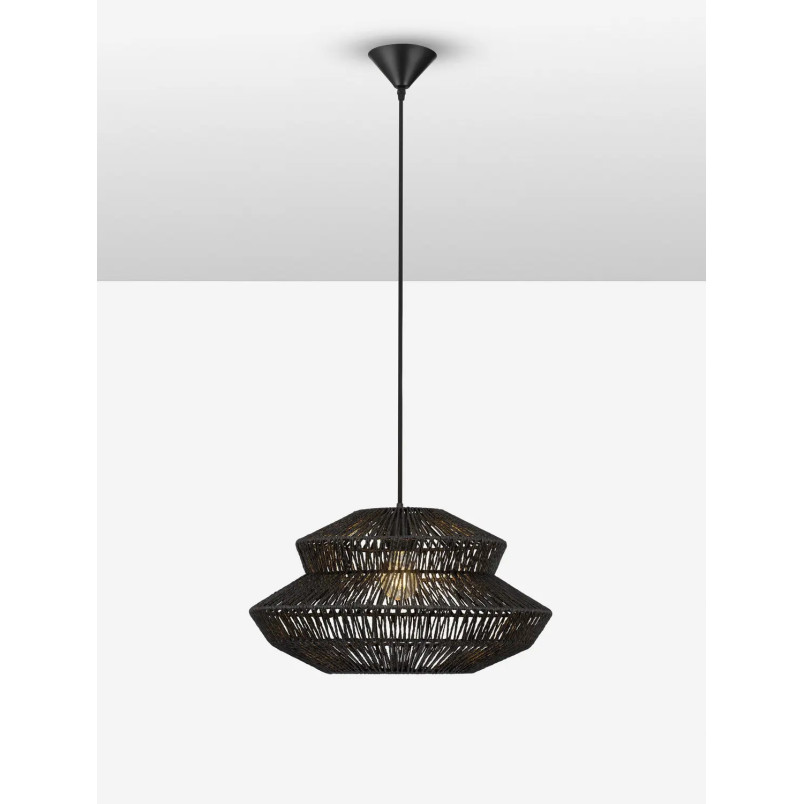 Lampa wisząca sznurkowa boho Sajio 50cm czarna