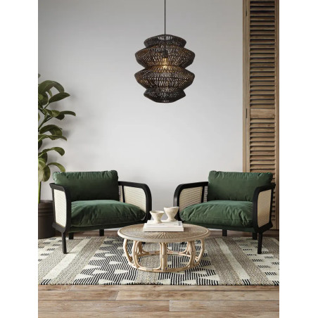 Lampa wisząca sznurkowa boho Sajio 40cm H43,5cm czarna