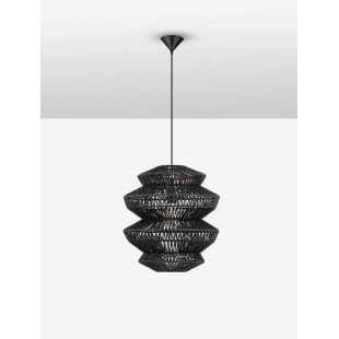 Lampa wisząca sznurkowa boho Sajio 40cm H43,5cm czarna