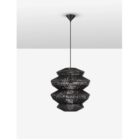 Lampa wisząca sznurkowa boho Sajio 40cm H43,5cm czarna