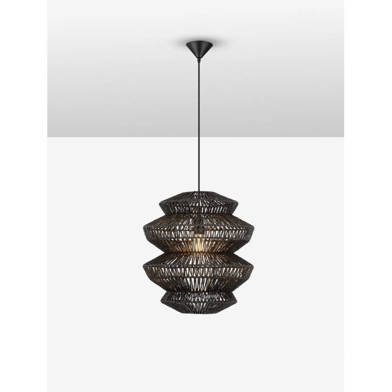 Lampa wisząca sznurkowa boho Sajio 40cm H43,5cm czarna