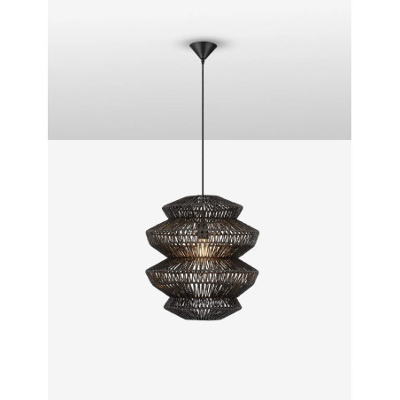 Lampa wisząca sznurkowa boho Sajio 40cm H43,5cm czarna
