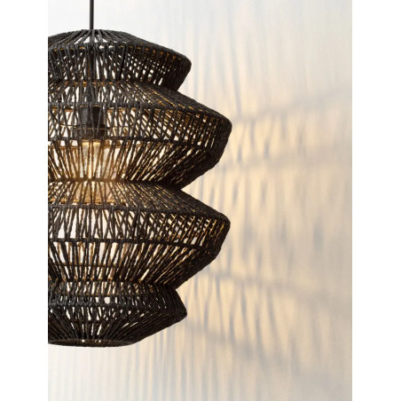 Lampa wisząca sznurkowa boho Sajio 40cm H43,5cm czarna