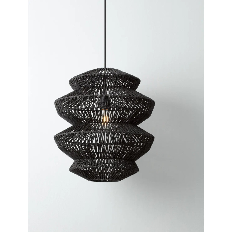 Lampa wisząca sznurkowa boho Sajio 40cm H43,5cm czarna