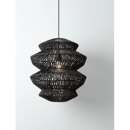 Lampa wisząca sznurkowa boho Sajio 40cm H43,5cm czarna