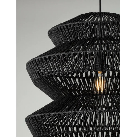 Lampa wisząca sznurkowa boho Sajio 40cm H56,5cm czarna