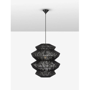 Lampa wisząca sznurkowa boho Sajio 40cm H56,5cm czarna