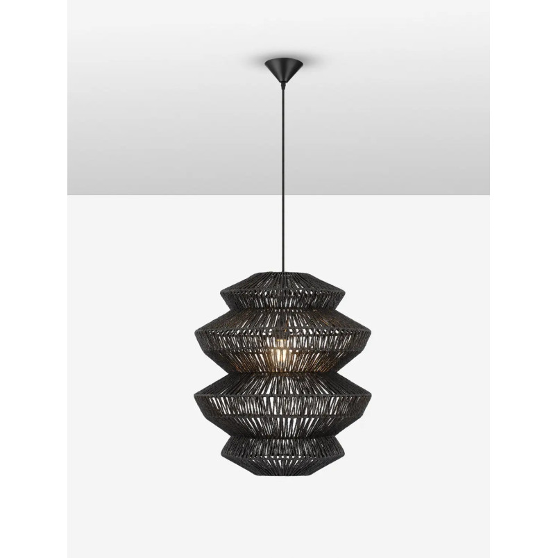 Lampa wisząca sznurkowa boho Sajio 40cm H56,5cm czarna