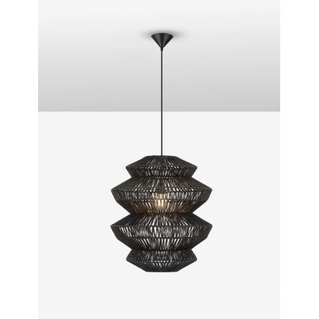 Lampa wisząca sznurkowa boho Sajio 40cm H56,5cm czarna