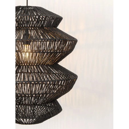 Lampa wisząca sznurkowa boho Sajio 40cm H56,5cm czarna