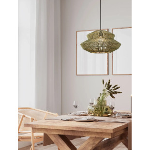 Lampa wisząca sznurkowa boho Sajio 50cm zielona