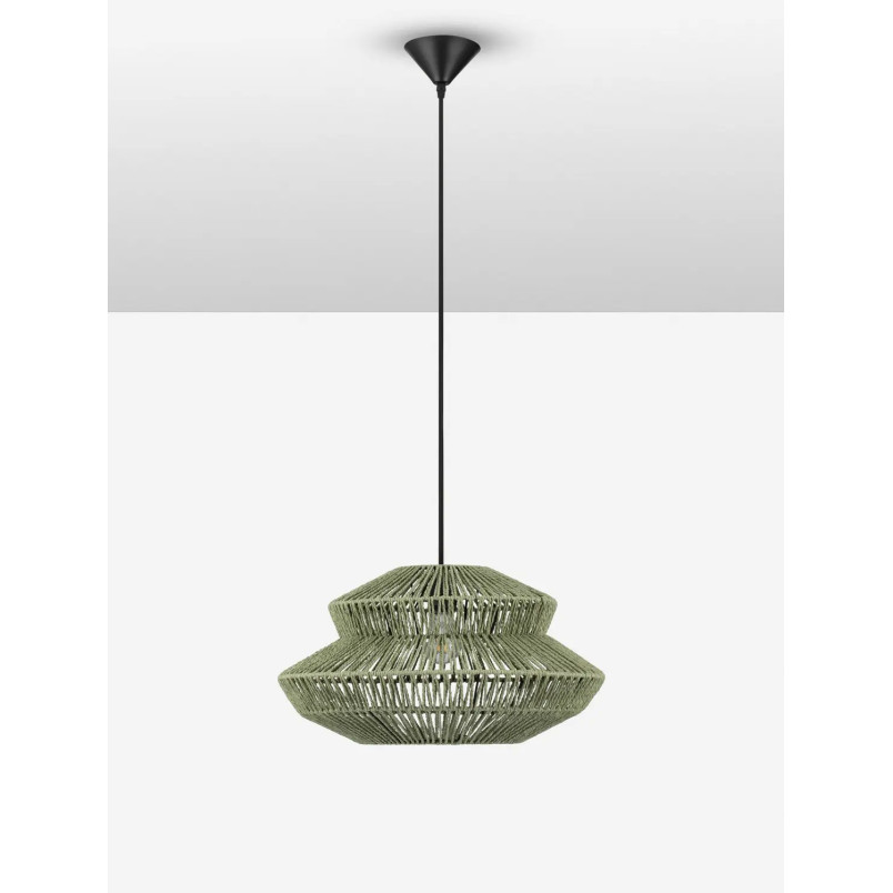 Lampa wisząca sznurkowa boho Sajio 50cm zielona