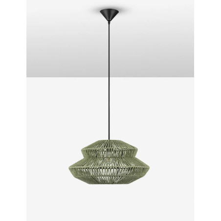 Lampa wisząca sznurkowa boho Sajio 50cm zielona
