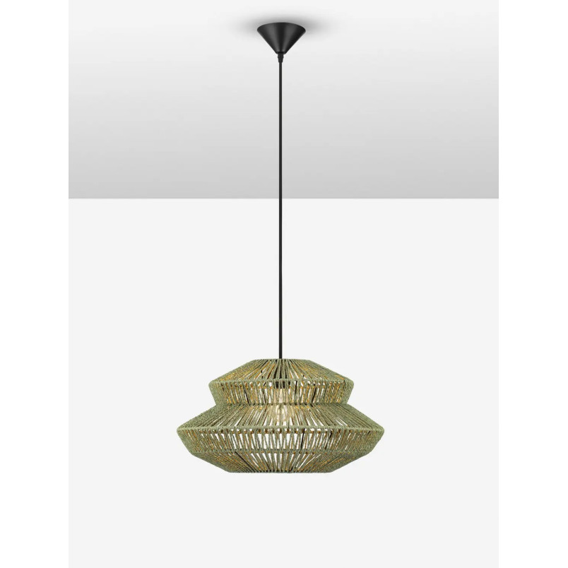 Lampa wisząca sznurkowa boho Sajio 50cm zielona