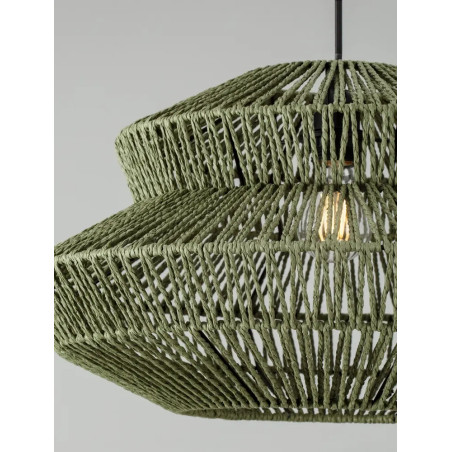 Lampa wisząca sznurkowa boho Sajio 50cm zielona